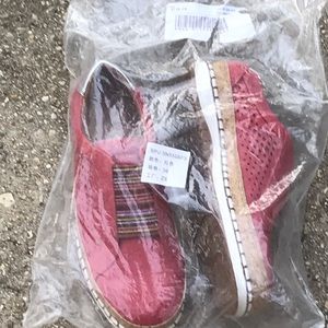 Multi color plus Red colored Shoes